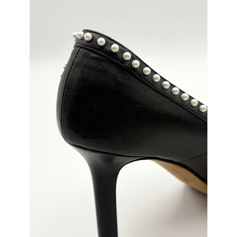 Chanel Black & Navy Cap Toe Heels Pearl Embellishments CC Logo Size EU 35.5